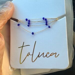 Toluca Gold Belly Chain with Rich Blue Beads